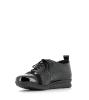Chaussures de la marque HIRICA, Precillia Veau/croco/golf/nubuck/vernis/noir - Hauteur talons : plats - type fermeture à lacets