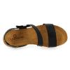 Sandale compensée en cuir de la marque espagnole YOKONO, dessus/tige cuir, doublure cuir, semelle intérieure cuir, semelle extérieur élastomère, hauteur talon 2 cms.