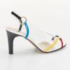 Sandales en cristal et cuir de la marque AZUREE, avec brides multicolores. Semelle cuir. NEO est une sandale élégante et confortable fabriquée en France.