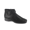Boots plates GERRY, marque française HIRICA, en cuir/nubuck avec bride à la cheville, doublure et semelle en textile velouté et montée sur une semelle compensée de 3,5 cms en gomme