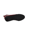 Boots en cuir vernis rouge de la marque française INEA, dessus, doublure, semelle de propreté cuir, semelle élastomère, fermeture par lacets et zip latéral.