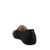 Chaussons pour homme de marque française HELLER TOMMON, pantoufle d'intérieur basse, dessus cuir lisse noir ,doublée cuir sur semelle gomme, de fabrication française.