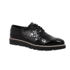 Chaussures plates derbies pour femme de la marque MARIAMARE, type Blucher lame lisse, talon bas compensé bas, semelle gomme, couleur noire
