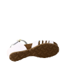 Sandales compensées en cuir, marque italienne YOKONO, MONACO 185 blanches, semelle propreté cuir, semelle int cuir, tige cuir naturel, semelle usure liège naturel, fermeture boucle, haut talons 3 cms