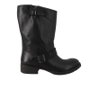 Mi-bottes en cuir noir, de la marque italienne DRUDD, dessus cuir, intérieur cuir, semelle extérieure élastomère, talon 4 cms, boucle décorative sur le côté