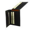 Porte cartes - porte billets en cuir vintage GIANNI CONTI. il est composé de 6 emplacements pour cartes dont un transparent et d'une poche plate pour les billets. H 11 cms - l 9 cms.