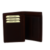 Portefeuille à trois volets en cuir pour homme, marque GIANNI CONTI, brown, logogravé, dimensions l10*H13.