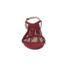 Sandales de la marque WILLIAMS.H, Ante Rojo Pasion, peau retournée, cuir, petit talon carré, fermeture par bride élastiquée, franges, semelle élastomère.