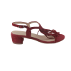 Sandales de la marque WILLIAMS.H, Ante Rojo Pasion, peau retournée, cuir, petit talon carré, fermeture par bride élastiquée, franges, semelle élastomère.