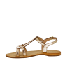 Sandales plates Les Tropéziennes par M. BELARBI, HACKLIO or craquelé, dessus/tige cuir, doublure cuir, semelle intérieure cuir, haut talon 1,2 cms, fermeture boucle ajustable, talon plat