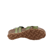 Sandales en cuir compensées de la marque YOKONO, bout ouvert, semelle extérieure élastomère, semelle intérieure cuir, hauteur talon 3,5 cms, double fermeture scratch, forme talon compensé,
