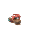 Sandales en cuir compensées de la marque YOKONO, doublure cuir, semelle extérieure élastomère, semelle intérieure cuir, hauteur 4 cms, fermeture boucle, forme talon compensé, chaussant normal.