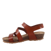 Sandales en cuir compensées de la marque YOKONO, bout ouvert, semelle extérieure élastomère, semelle intérieure cuir, hauteur talon 3 cms, fermeture scratch, forme talon compensé, type semelle plat.