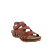 Sandales en cuir compensées de la marque YOKONO, bout ouvert, semelle extérieure élastomère, semelle intérieure cuir, hauteur talon 3 cms, fermeture scratch, forme talon compensé, type semelle plat.