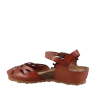 Sandales en cuir compensées de la marque YOKONO, doublure cuir, semelle extérieure élastomère, semelle intérieure cuir, hauteur talon 3,5 cms, fermeture bride, forme talon compensé, chaussant normal.