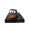 Sandales 100% cuir HOUKA orange/multi et imprimé léopard, munie d'une boucle ajustable.Dessus/tige cuir, doublure cuir, semelle intérieure cuir, semelle extérieure synthétique.