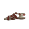 Sandales de la marque STORK STEPS rouges et crèmes, cuir non traité, semelle intérieure de confort mousse, semelles recyclées écologistes