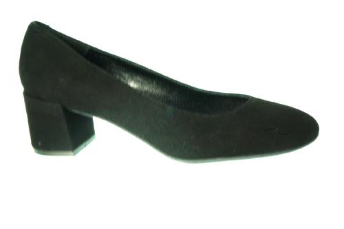 Escarpins velours noir en cuir de la marque WILLIAMS.H, semelle extérieure gomme,talon carré (5 cms)