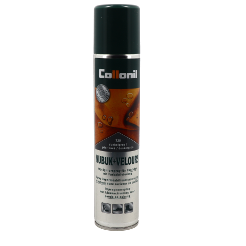 Spray imperméabilisant pour daim et nubuck avec raviveur de couleur COLLONIL nubuck + velours - gris foncé